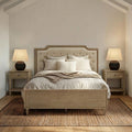 Victoria Wood Bed with Upholstered Headboard and Built-In Storage Drawer