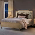 Victoria Wood Bed with Upholstered Headboard and Built-In Storage Drawer