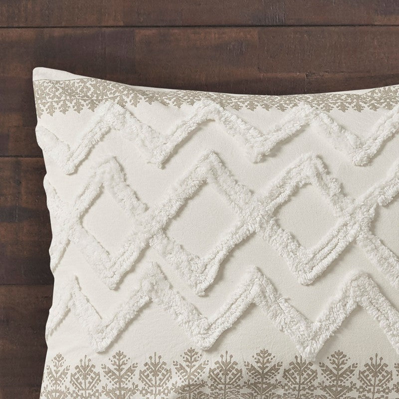 Mila 3 Piece Cotton Duvet Cover Set with Chenille Tufting