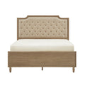 Victoria Wood Bed with Upholstered Headboard and Built-In Storage Drawer