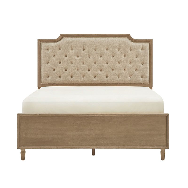 Victoria Wood Bed with Upholstered Headboard and Built-In Storage Drawer
