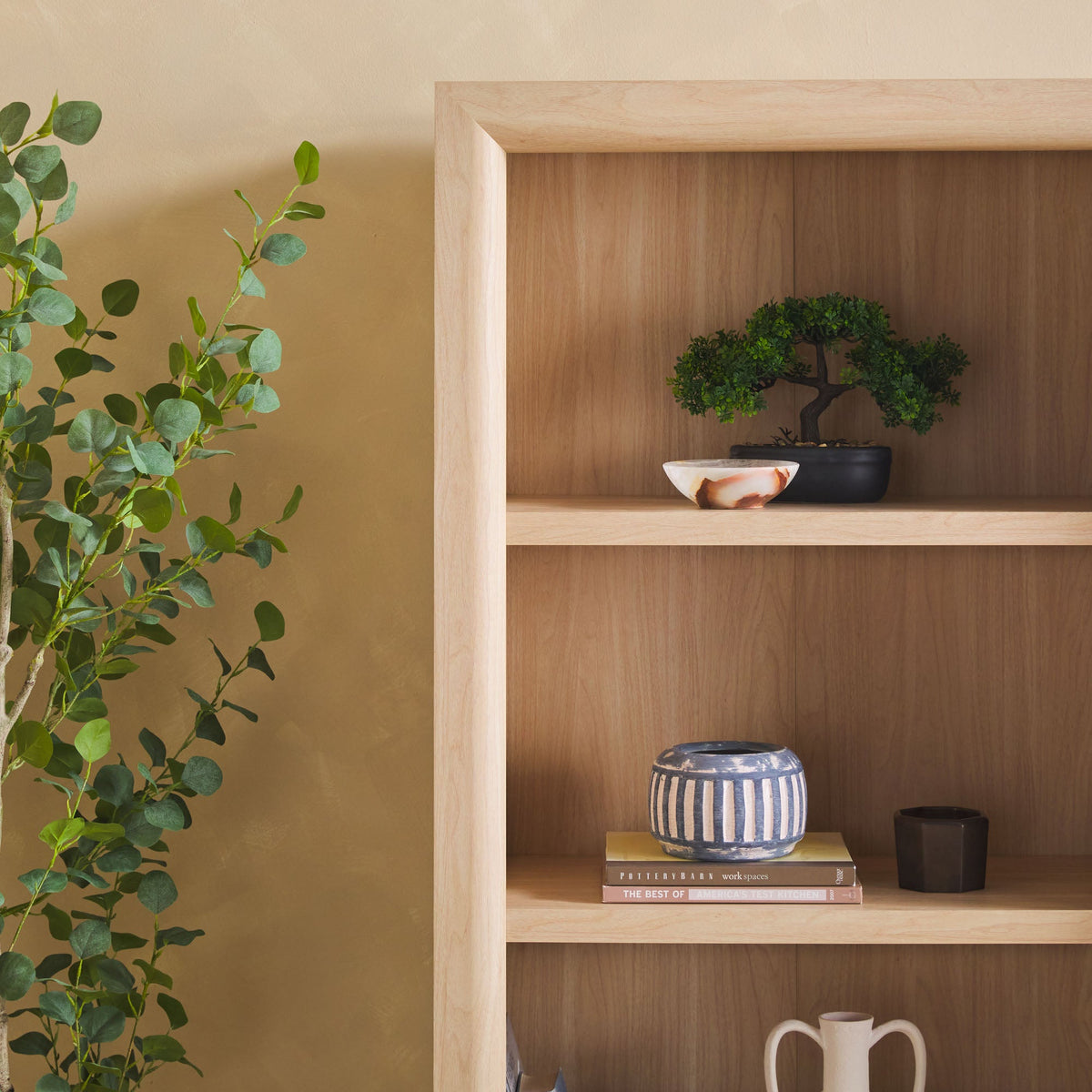 Amira Modern Wood Open Bookshelf