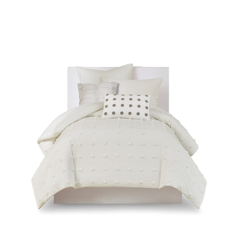 Brooklyn Cotton Jacquard Comforter Set with Euro Shams and Throw Pillows