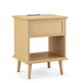 Teagan Rattan Side Table with Built-in Charging Station & LED Light