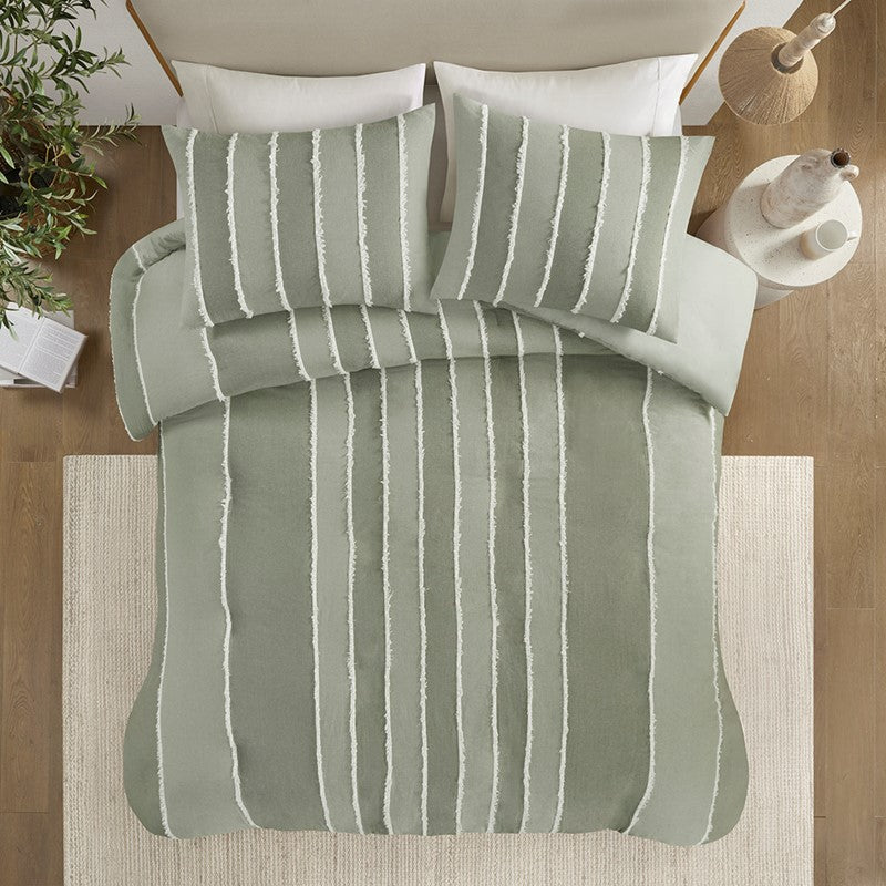 Shay 3 Piece Striped Cotton Duvet Cover Set