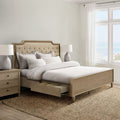 Victoria Wood Bed with Upholstered Headboard and Built-In Storage Drawer