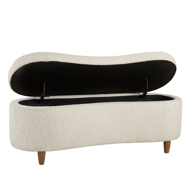 Bailey Boucle-Style Curved Storage Accent Bench
