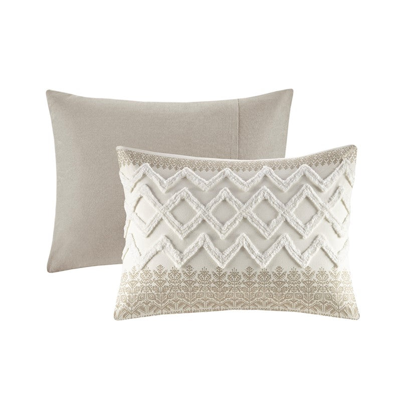 Mila Cotton Botanical Duvet Cover Set with Chenille Tufting