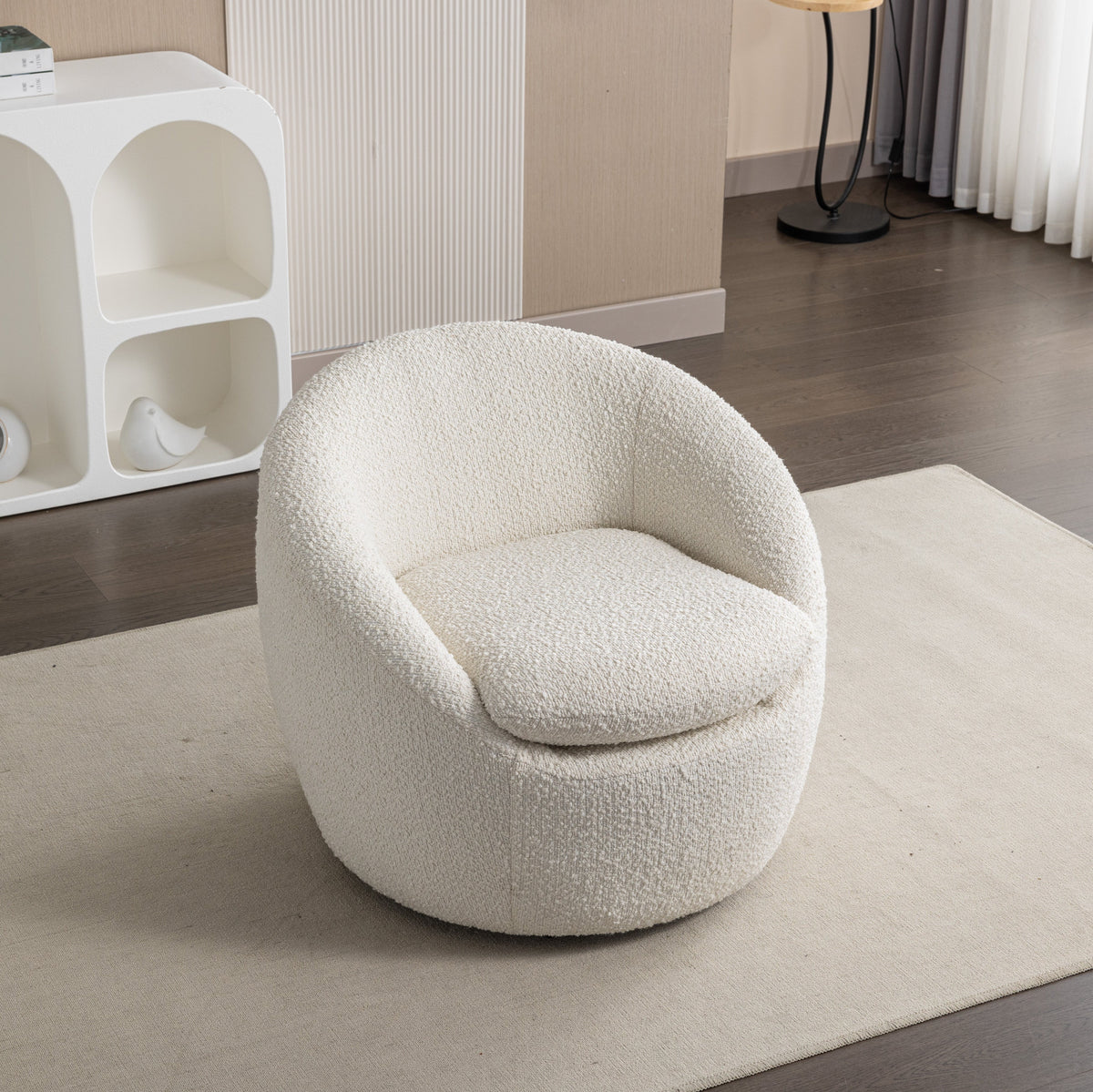 Winnie Modern Barrel Chair, 360 Swivel