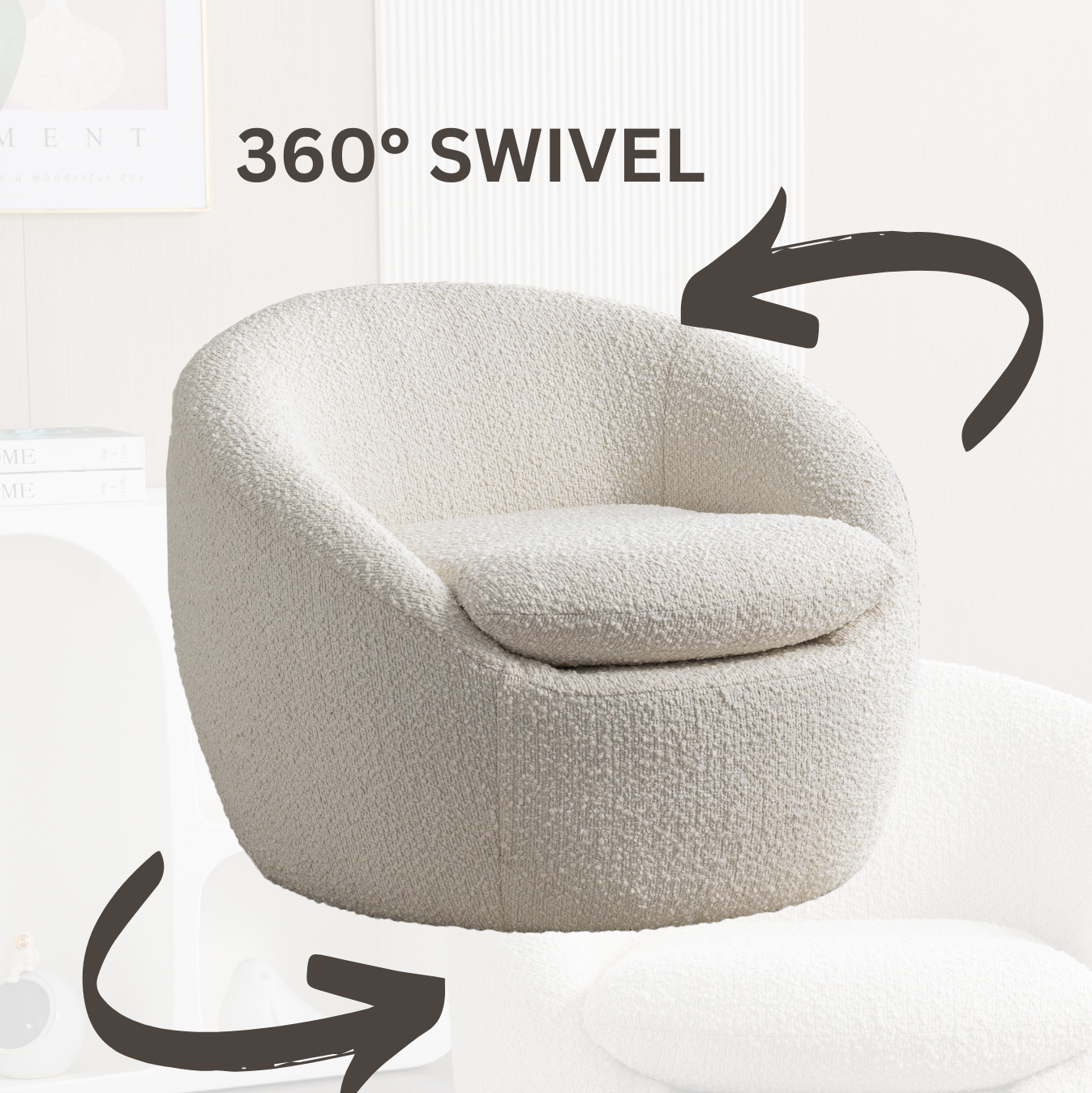 Winnie Modern Barrel Chair, 360 Swivel Secondary image