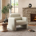 Dylan Modern Upholstered Barrel Armchair, Cream White