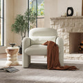 Dylan Modern Upholstered Barrel Armchair, Cream White