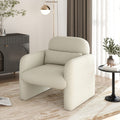 Dylan Modern Upholstered Barrel Armchair, Cream White