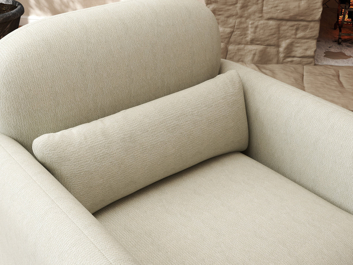 Dylan Modern Upholstered Barrel Armchair, Cream White