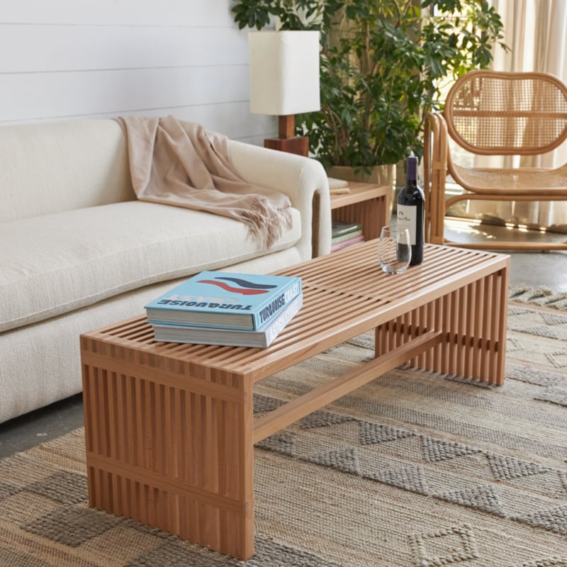 Avocado Zero Waste Slatted Bench handcrafted with upcycled beech wood Main image