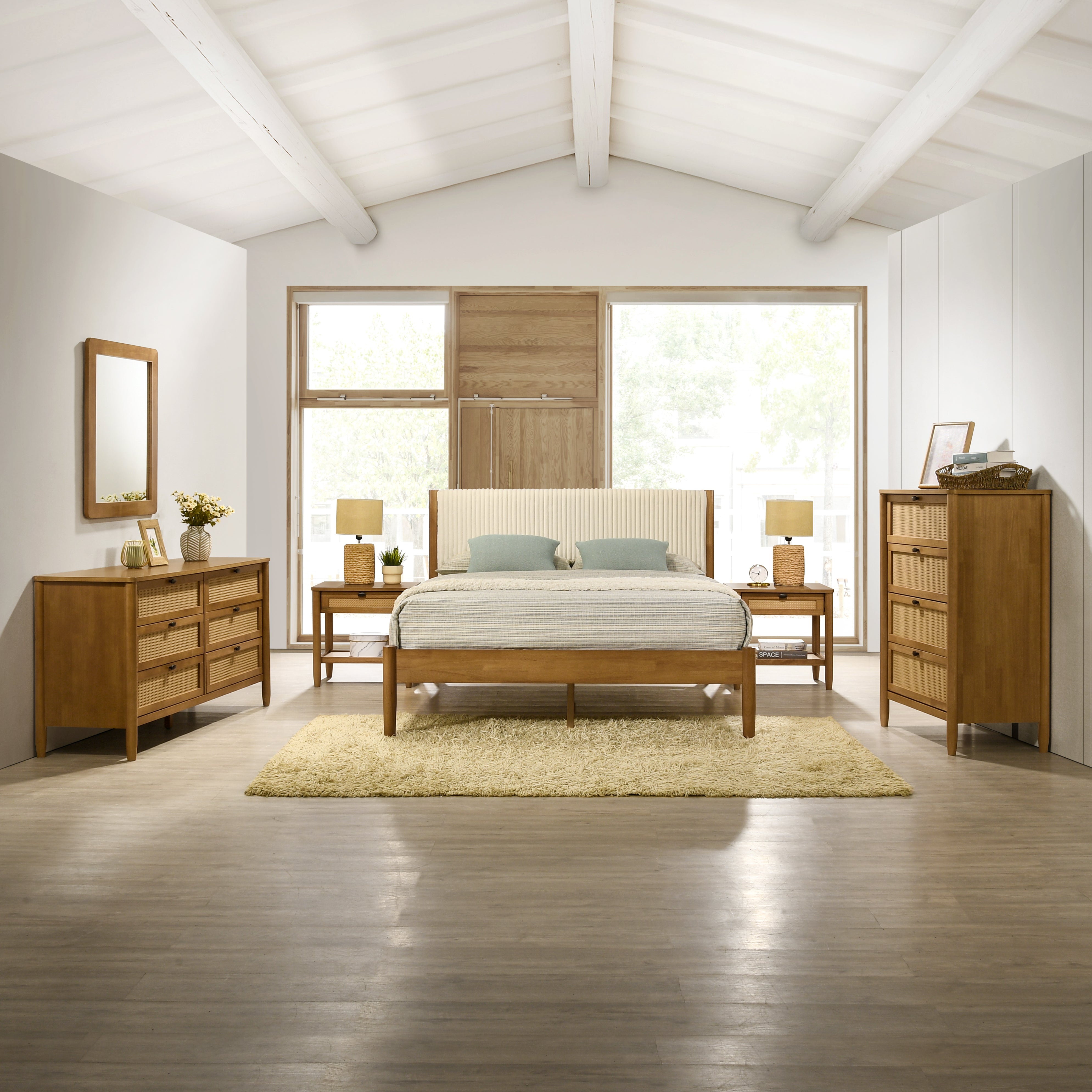 Vichy Rattan Bedroom Collection in Light Walnut Main image