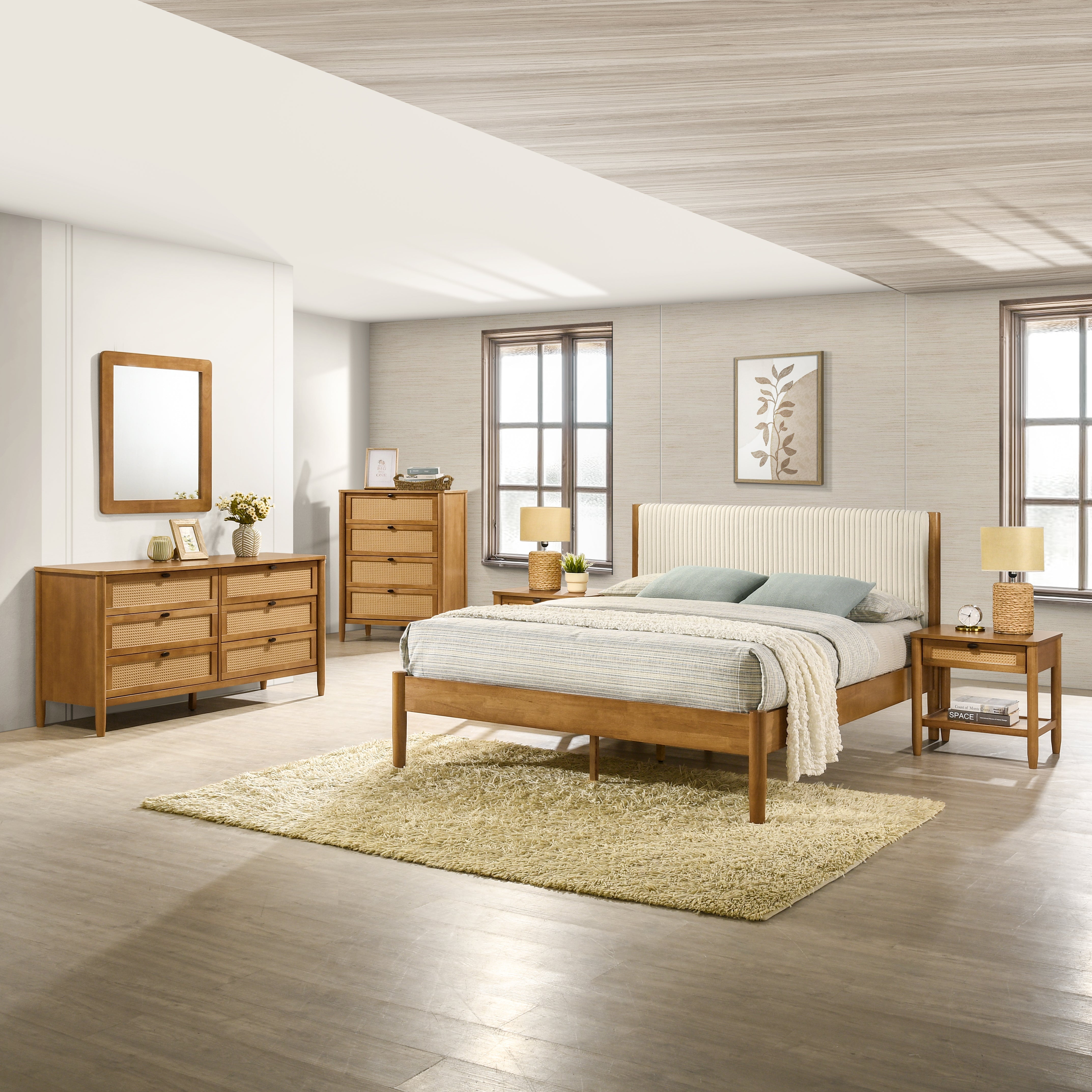 Vichy Rattan Bedroom Collection in Light Walnut Secondary image