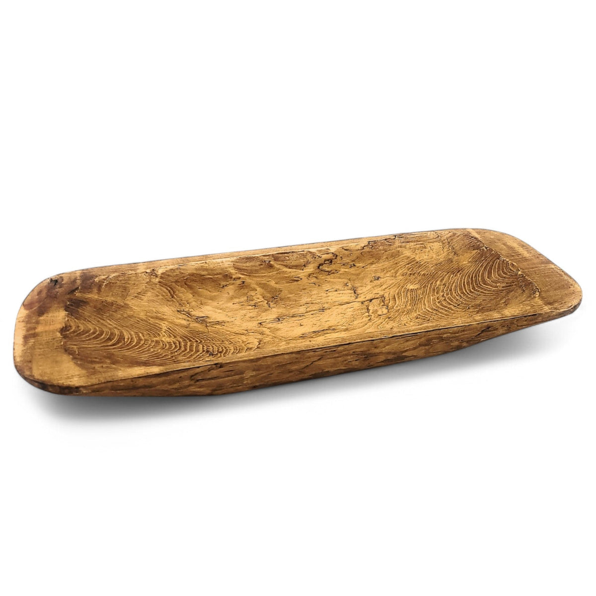 2 Color Options- 17"-20.5" Baguette Dough Bowl, The Barren Decorative Bowl, Table Center Piece Farmhouse Brown Or Rustic White - Ranch Junkie LLC 