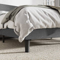 King Size Upholstered Wingback Platform Bed in Grey