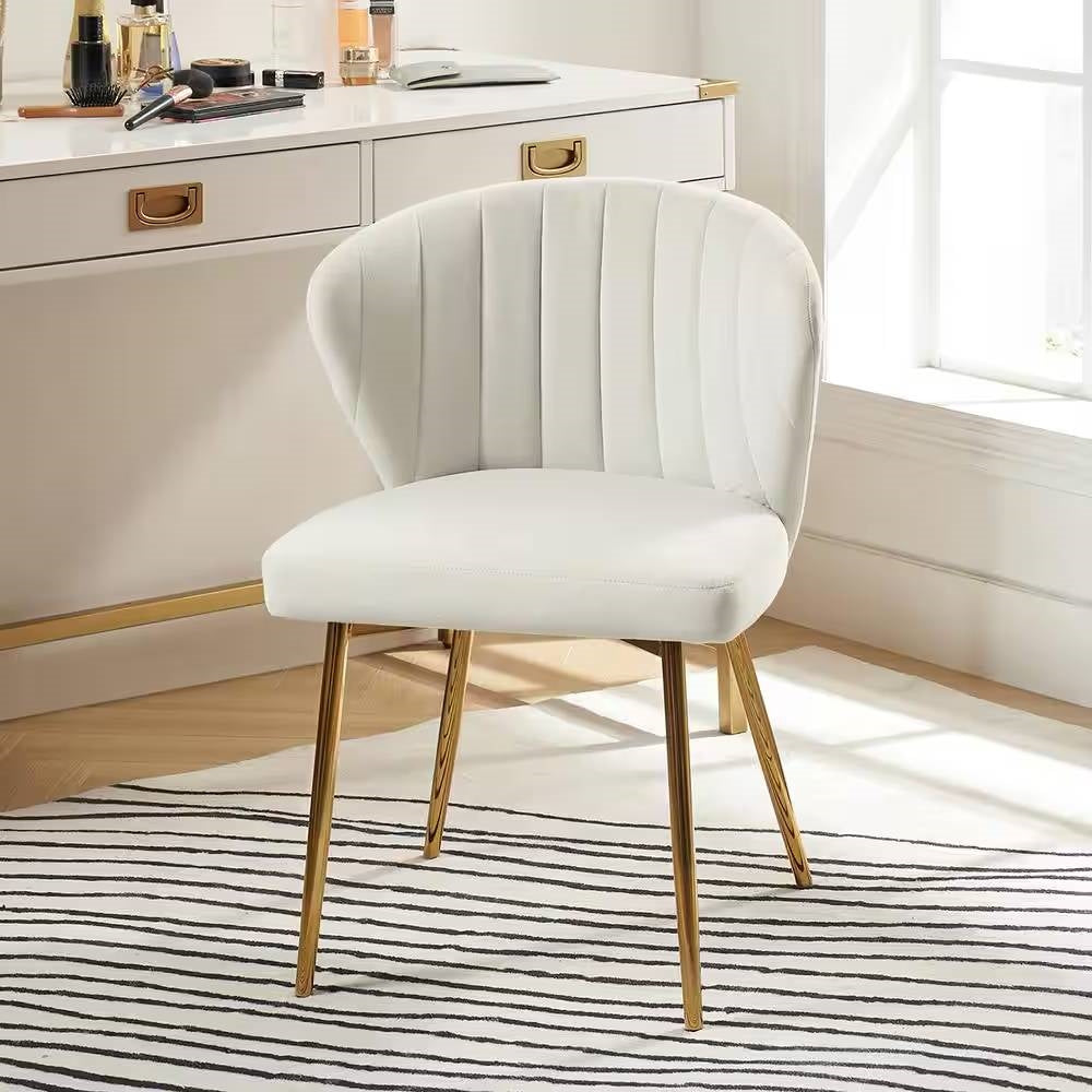 Ivory White Velvet Wingback Accent Chair