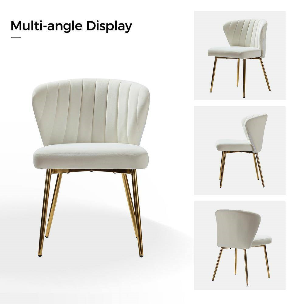 Ivory White Velvet Wingback Accent Chair