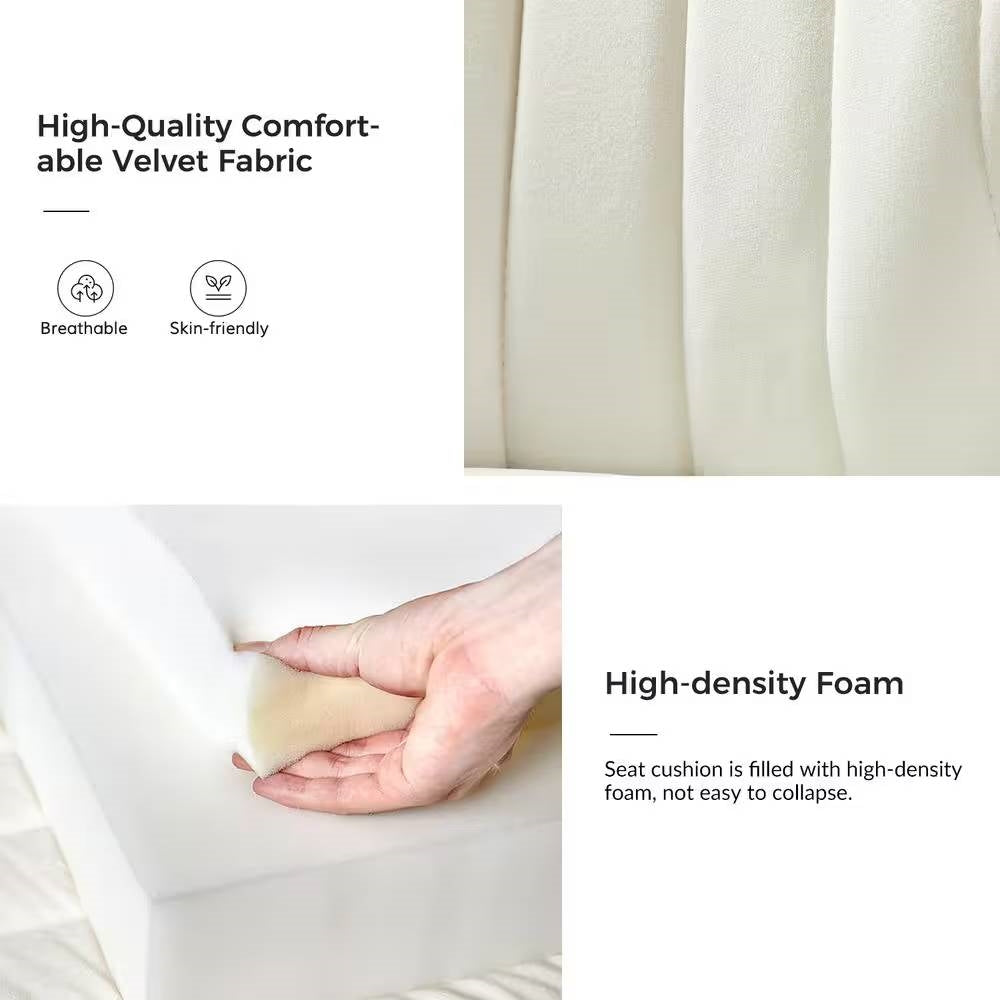 Ivory White Velvet Wingback Accent Chair