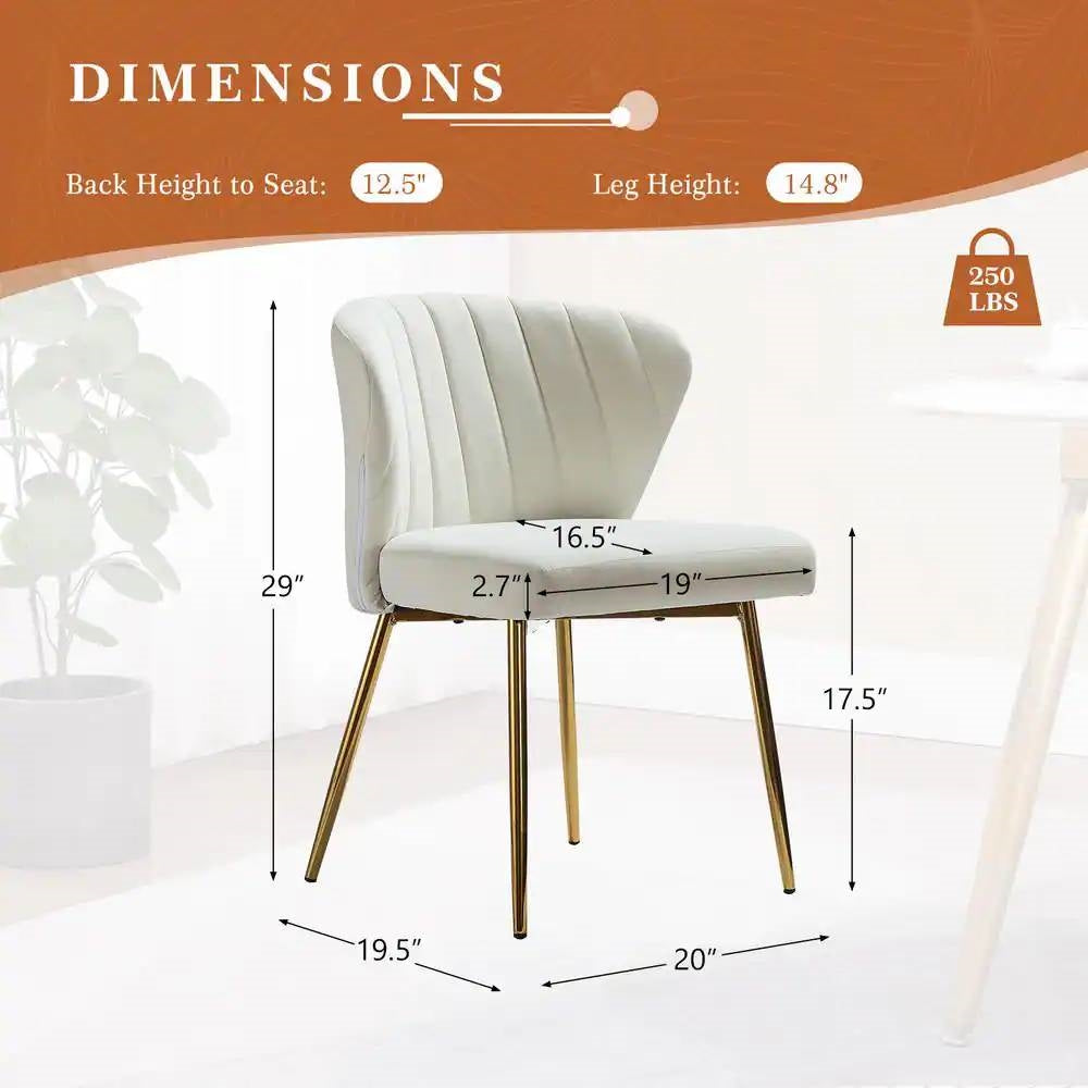 Ivory White Velvet Wingback Accent Chair