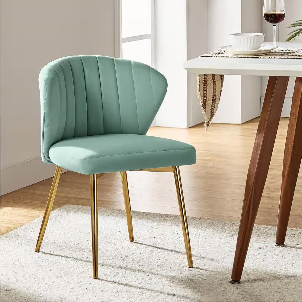 Sage Green Velvet Wingback Accent Chair with Gold Legs Secondary image