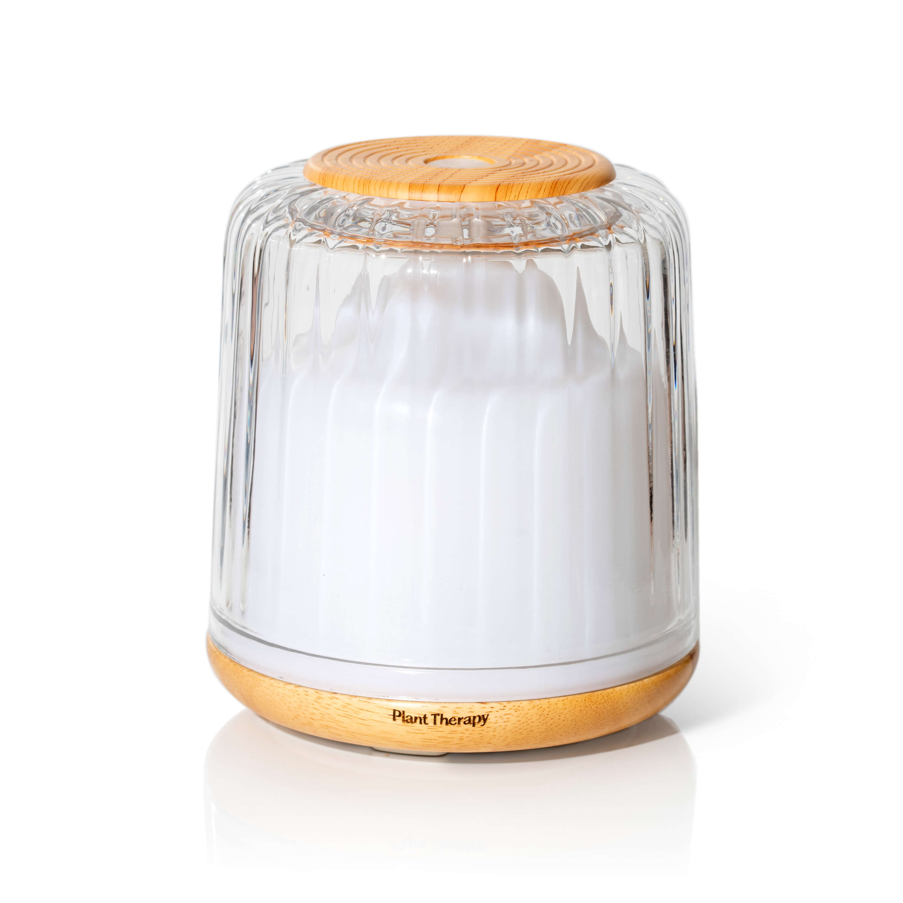 Glass diffuser with wooden base and top on a white background Main image