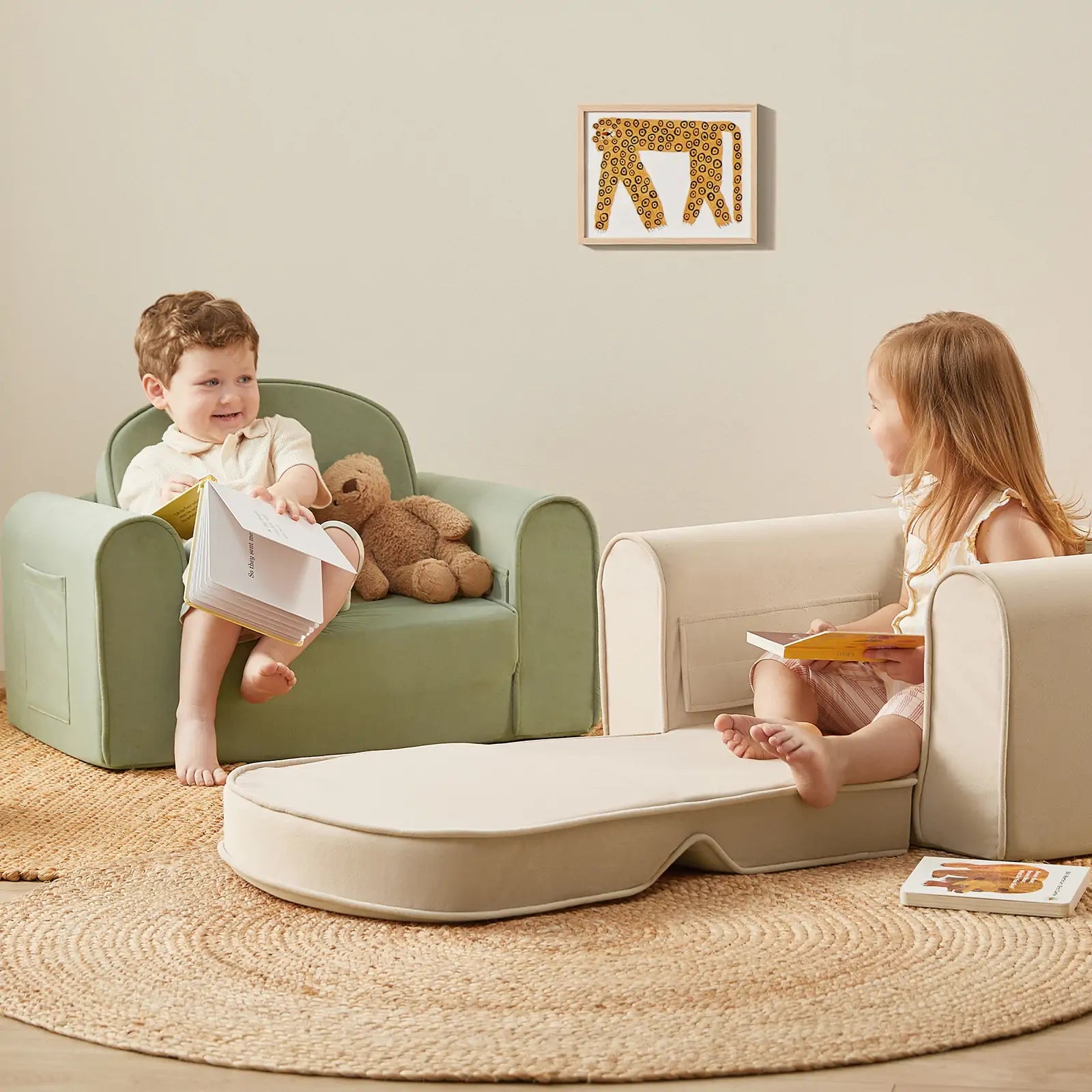 Tiny Land® GentleSnug Kid Chair - Beige White Secondary image