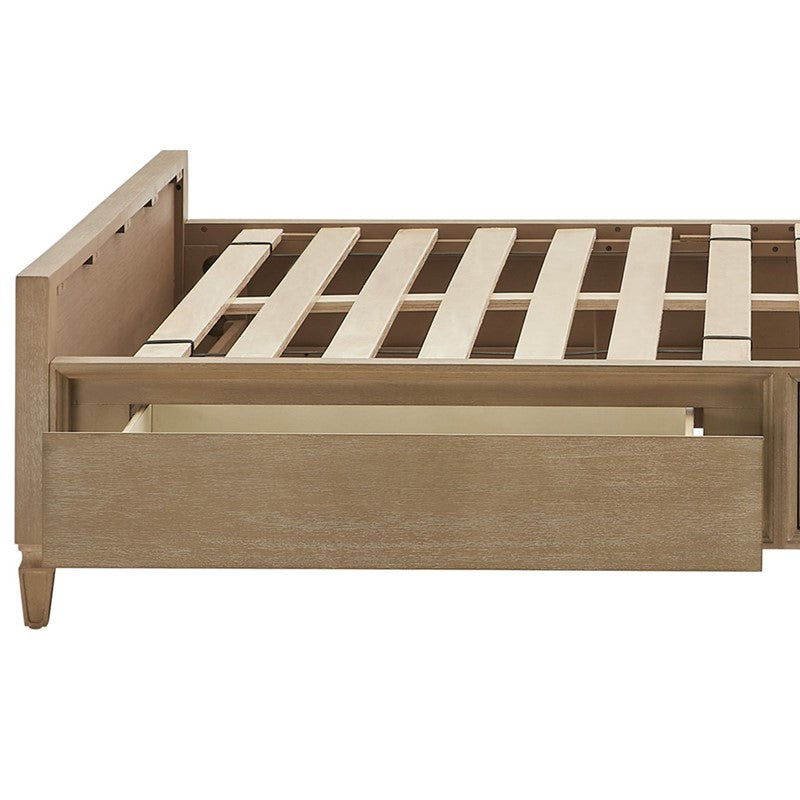 Victoria Wood Bed with Upholstered Headboard and Built-In Storage Drawer