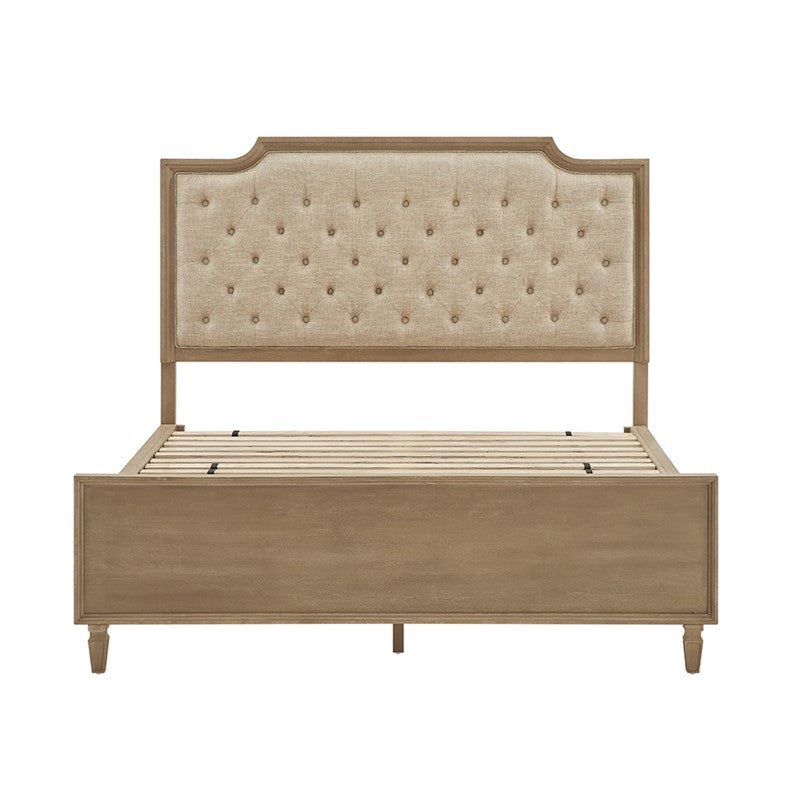 Victoria Wood Bed with Upholstered Headboard and Built-In Storage Drawer