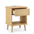 Teagan Rattan Side Table with Built-in Charging Station & LED Light