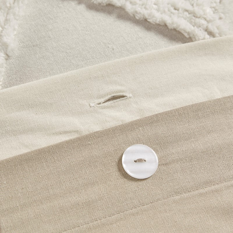 Mila Cotton Botanical Duvet Cover Set with Chenille Tufting