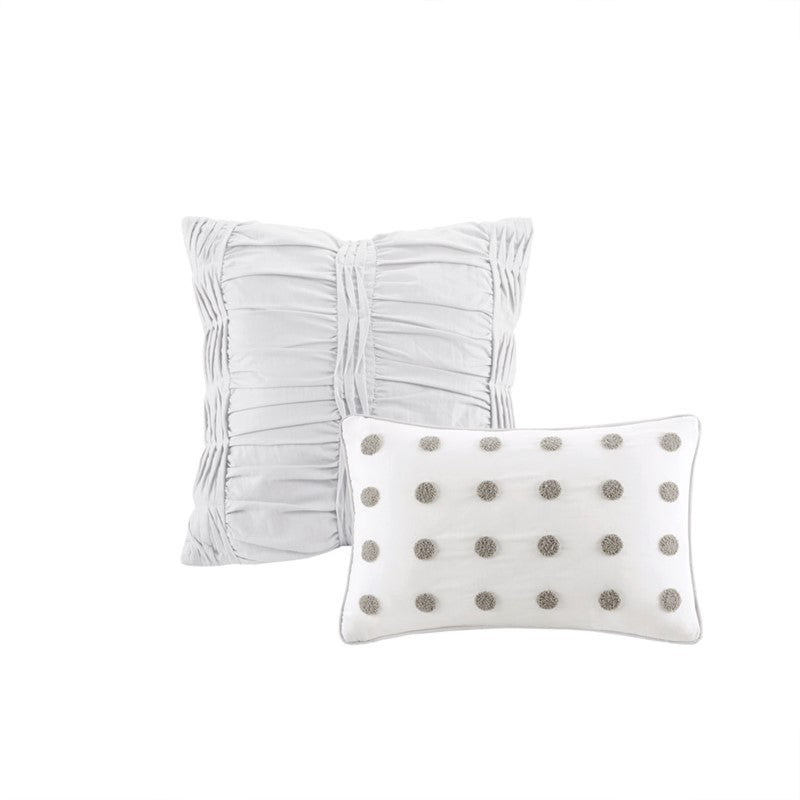 Brooklyn Cotton Jacquard Comforter Set with Euro Shams and Throw Pillows