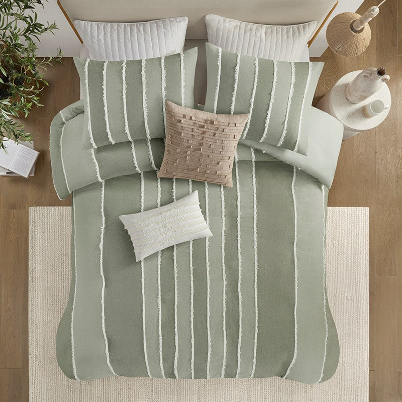 Shay 3 Piece Striped Cotton Duvet Cover Set