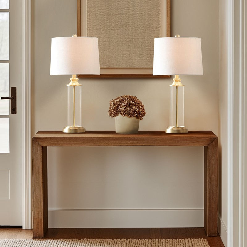 Clarity Glass Cylinder Table Lamp Set of 2