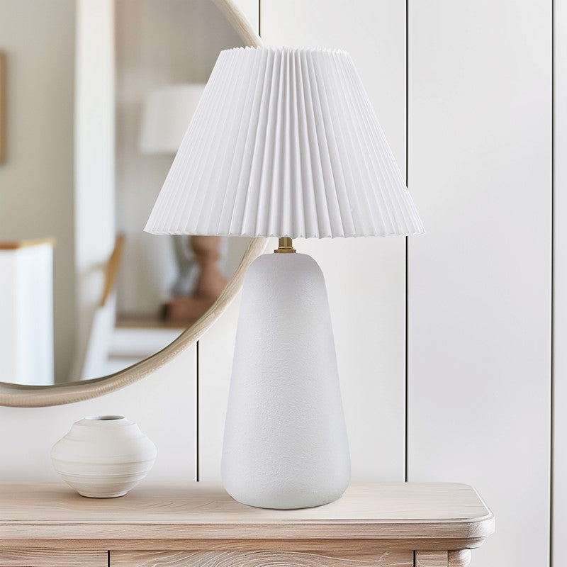Veluna Textured Ceramic Table Lamp with Fluted Fabric Shade Secondary image