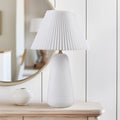Veluna Textured Ceramic Table Lamp with Fluted Fabric Shade