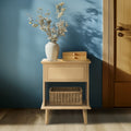 Teagan Rattan Side Table with Built-in Charging Station & LED Light