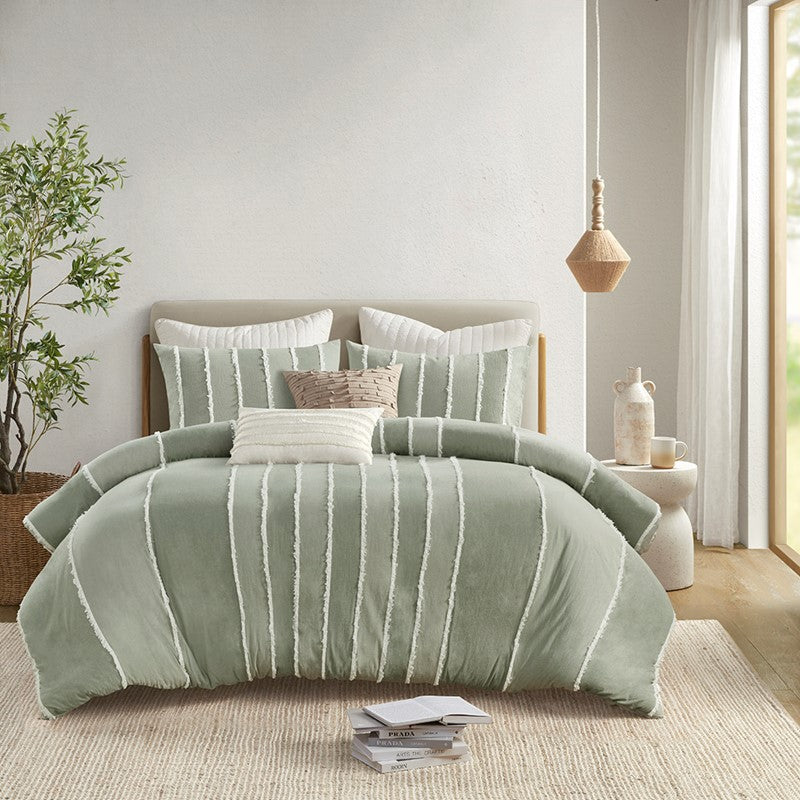 Shay 3 Piece Striped Cotton Duvet Cover Set Main image