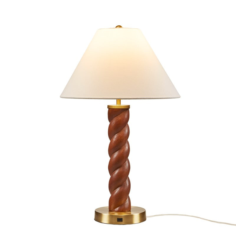 Helixia Twisted Faux Wood Table Lamp with USP C Port