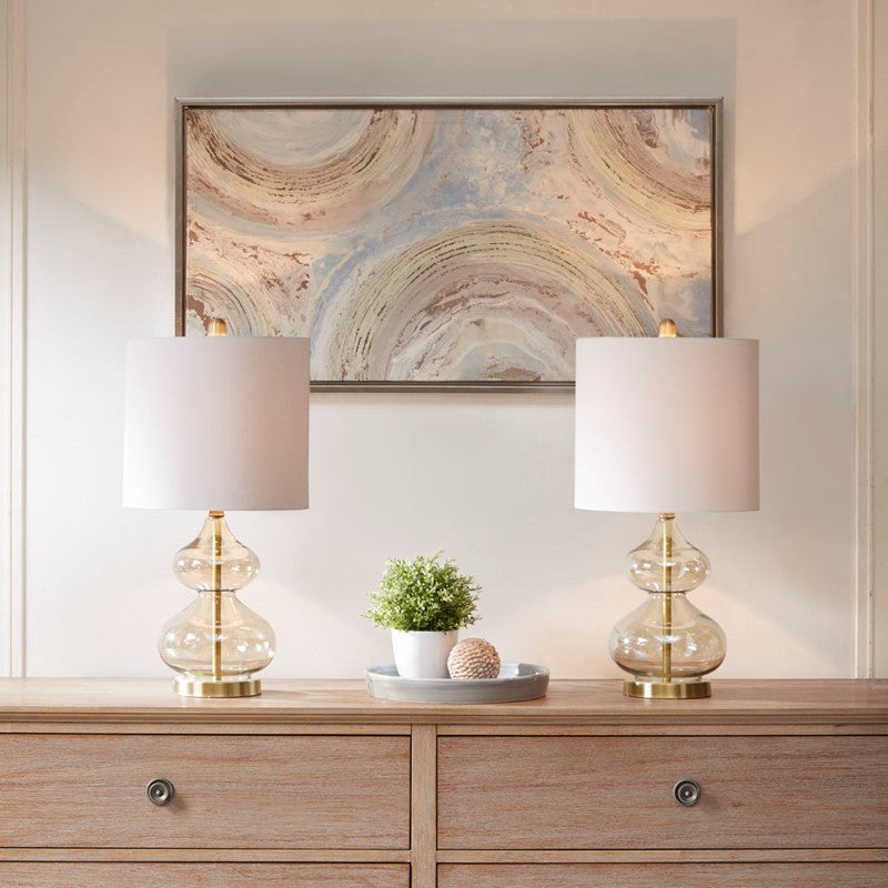Ellipse Curved Gourd Glass Table Lamp Set
