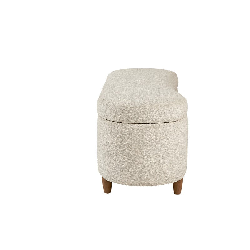 Bailey Boucle-Style Curved Storage Accent Bench