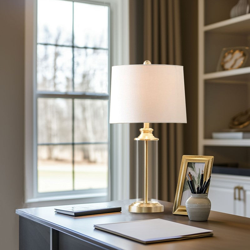 Clarity Glass Cylinder Table Lamp Set of 2