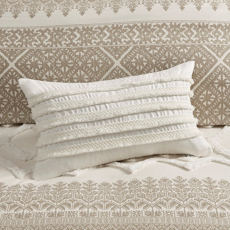Mila Cotton Botanical Duvet Cover Set with Chenille Tufting