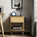 Teagan Rattan Side Table with Built-in Charging Station & LED Light