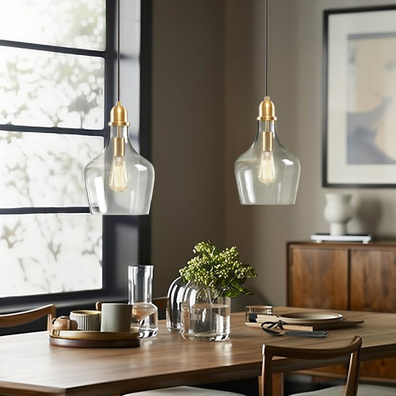 Auburn Bell Shaped Hanging Glass Pendant Light