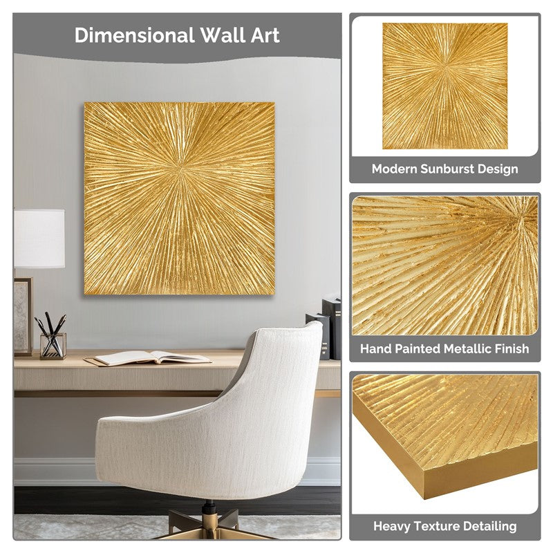 Sunburst Hand Painted Dimensional Resin Wall Art