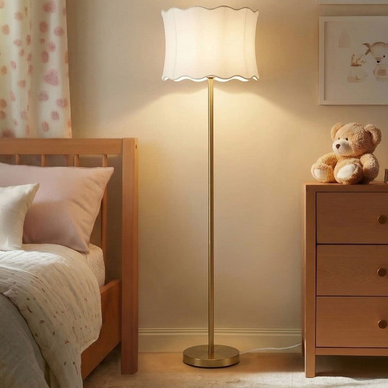 Vesta Dimmable Floor Lamp with Fabric Scalloped Shade